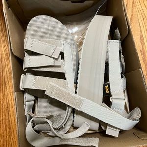 teva mevia platform sandals in beige